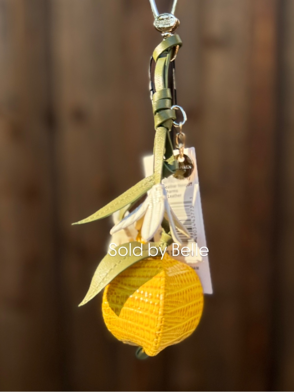NWT Brahmin Lemon Leather Hangoff Bag Charm